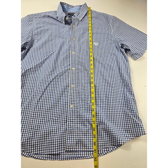 Chaps Easy Care size XL Blue checks Men short sleeve no iron casual button up ^ - Picture 6 of 7